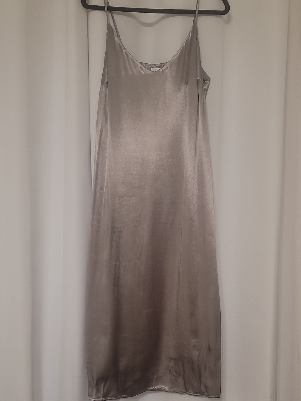 H&M Metallic Taupe Slip Midi Dress